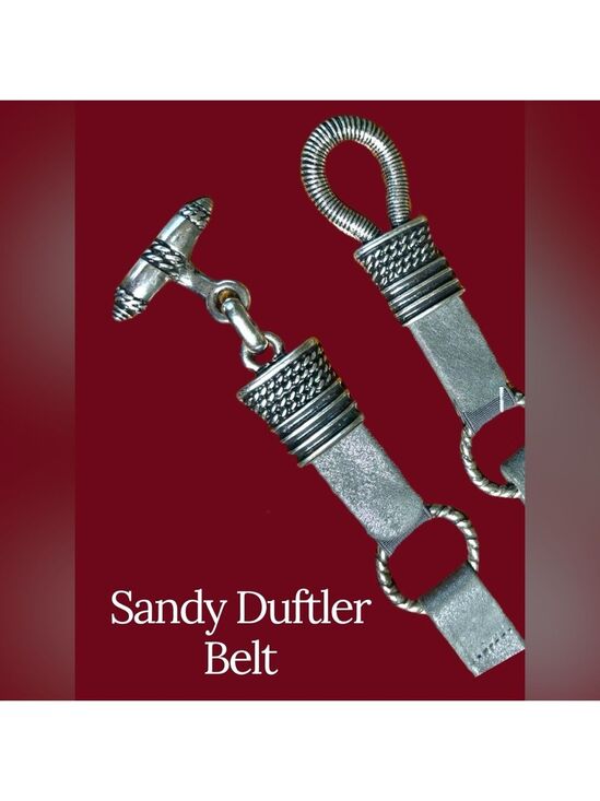 Sandy Duftler Accessories - Sandy Duftler-size large vintage T-bar belt. Leather, elastic, metalwork. EUC!
